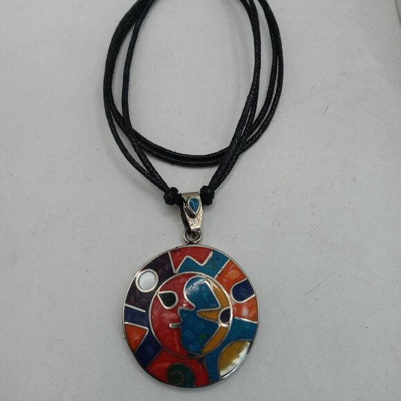 Adjustable Alpaca Necklace with Natural Inlaid Stone - Picture 4 of 5